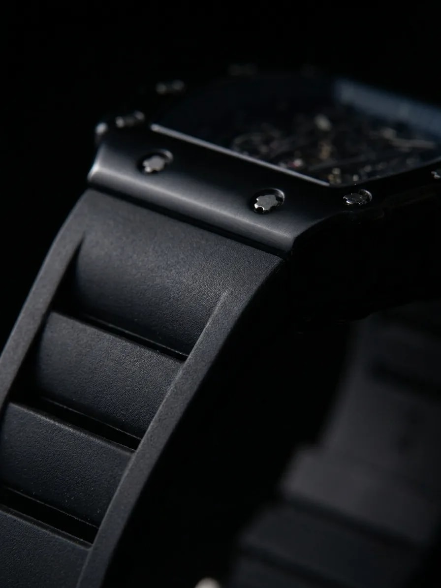 Ambani Black — integrated DLC rubber strap