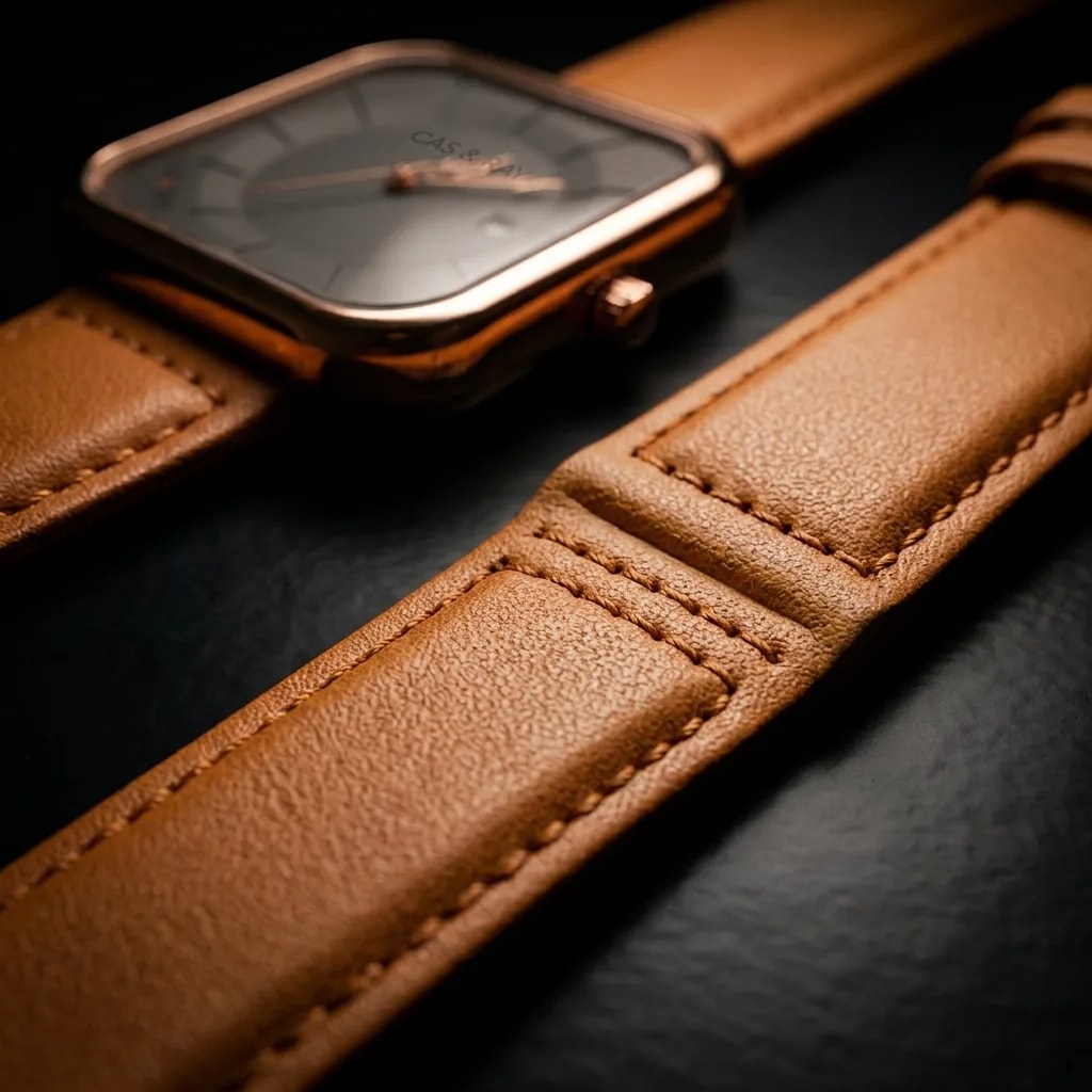 Cassray Brown & Bronze — leather strap detail