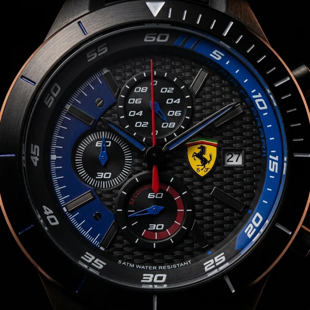 Ferrari Scuderia Blue — chronograph sub-dial detail