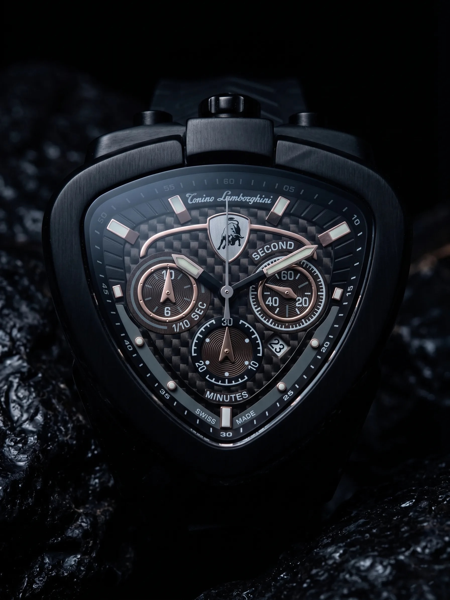Lamborghini Black — carbon fibre dial detail