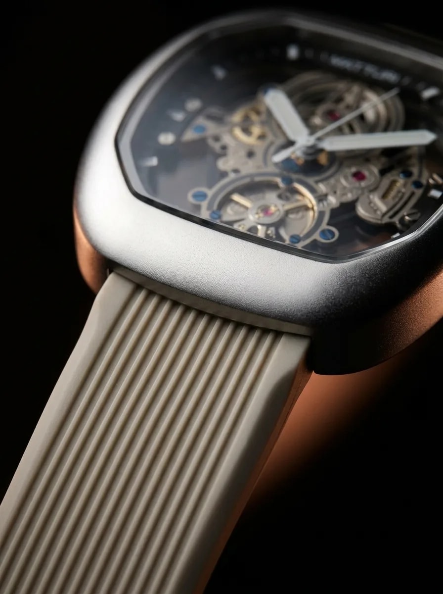 Matturi Sand & Silver — ribbed rubber strap