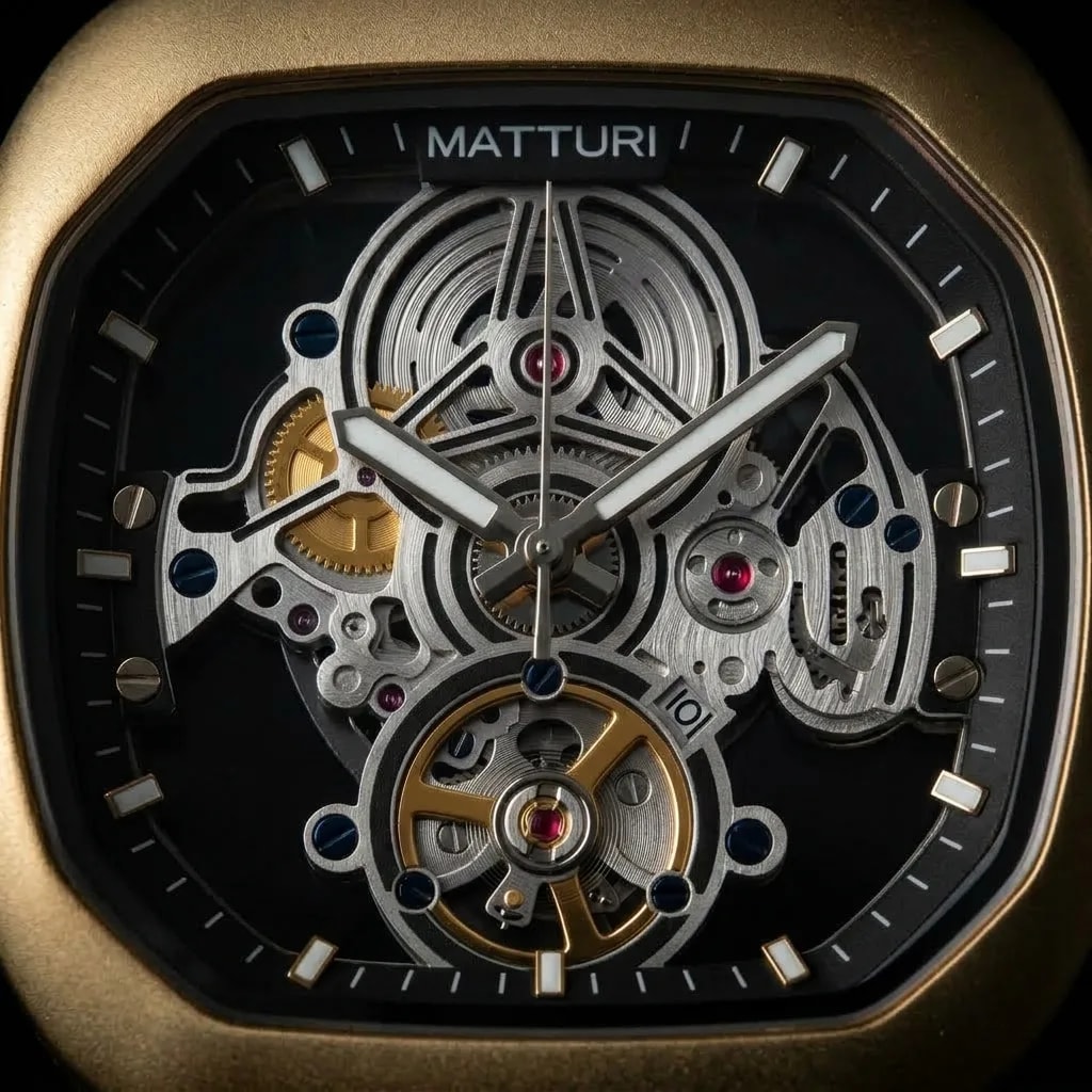 Matturi Onyx & Gold — skeleton movement detail