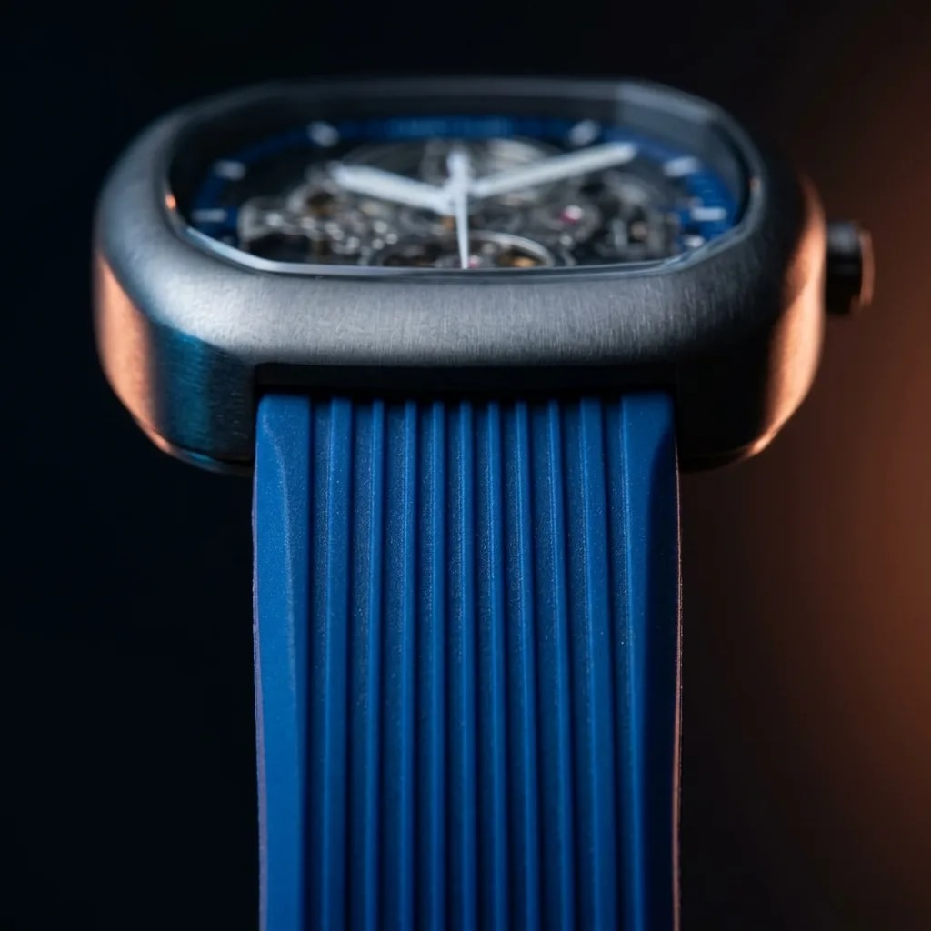 Matturi Azure — ribbed rubber strap
