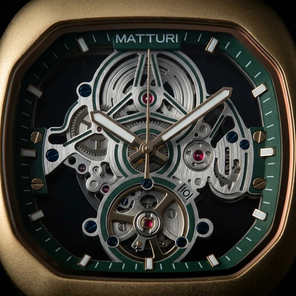 Matturi Emerald & Gold — skeleton movement detail