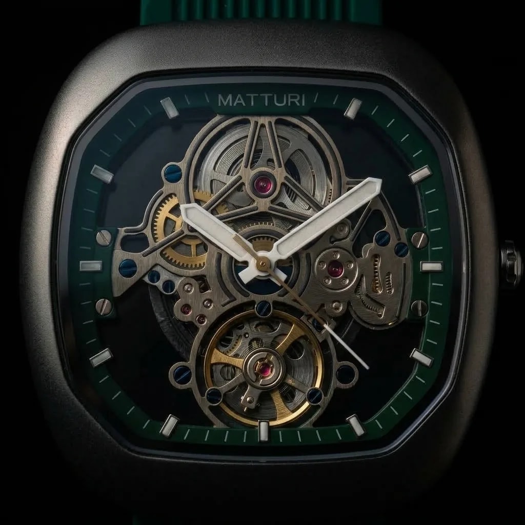 Matturi Emerald & Graphite — skeleton movement detail