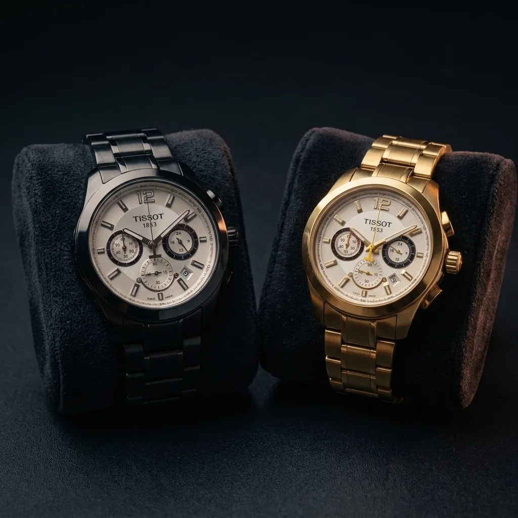 Tissot duo — Black and Gold side by side
